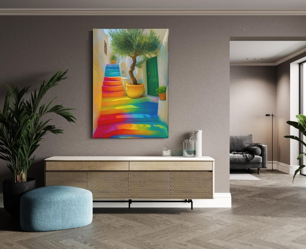 Regenboogtrap Canvas Schilderij - Afbeelding 3