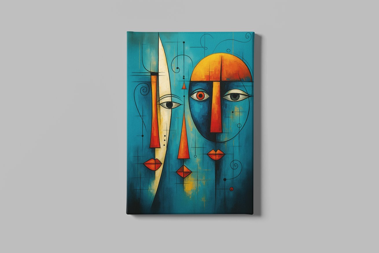 Twee Gezichten Canvas Schilderij