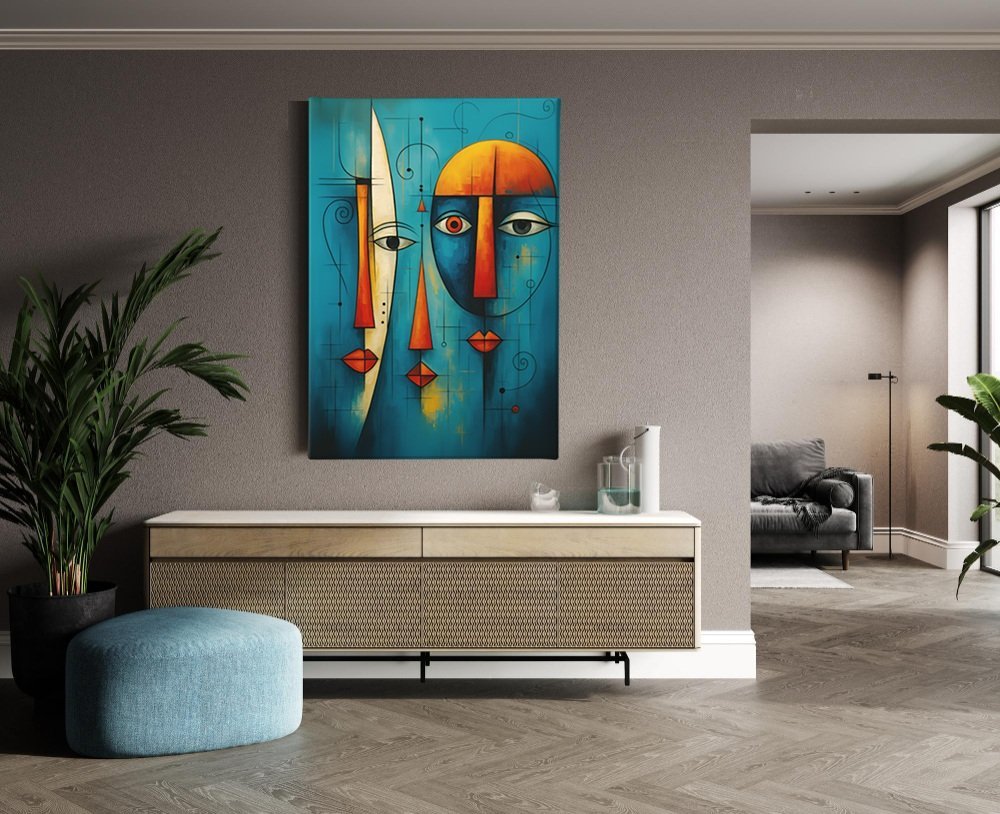 Twee Gezichten Canvas Schilderij - Afbeelding 3