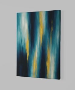 ALIVA 1514 abstract blauw en goud canvas schilderij a