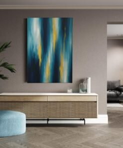 ALIVA 1514 abstract blauw en goud canvas schilderij c