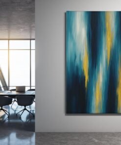 ALIVA 1514 abstract blauw en goud canvas schilderij d