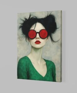 ALIVA 1515 vrouw met rode zonnebril canvas schilderij a