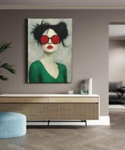 ALIVA 1515 vrouw met rode zonnebril canvas schilderij b