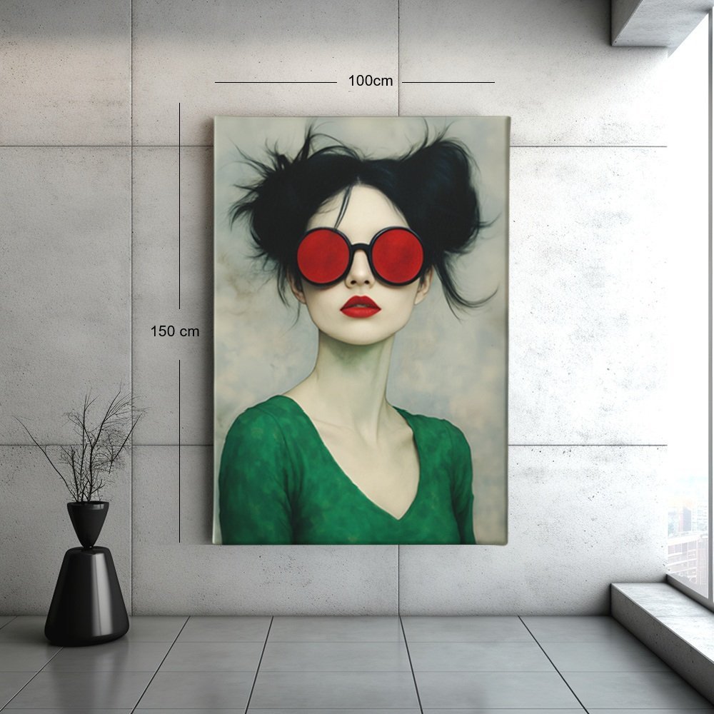vrouw-met-rode-zonnebril-canvas-schilderij-c