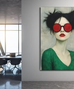 ALIVA 1515 vrouw met rode zonnebril canvas schilderij d