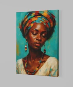ALIVA 1517 canvas schilderij vrouw met kleurrijke hoofddoek a
