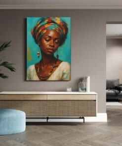 ALIVA 1517 canvas schilderij vrouw met kleurrijke hoofddoek c