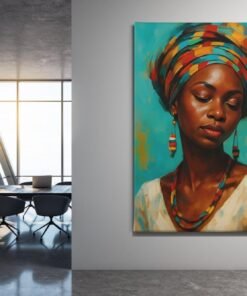 ALIVA 1517 canvas schilderij vrouw met kleurrijke hoofddoek d