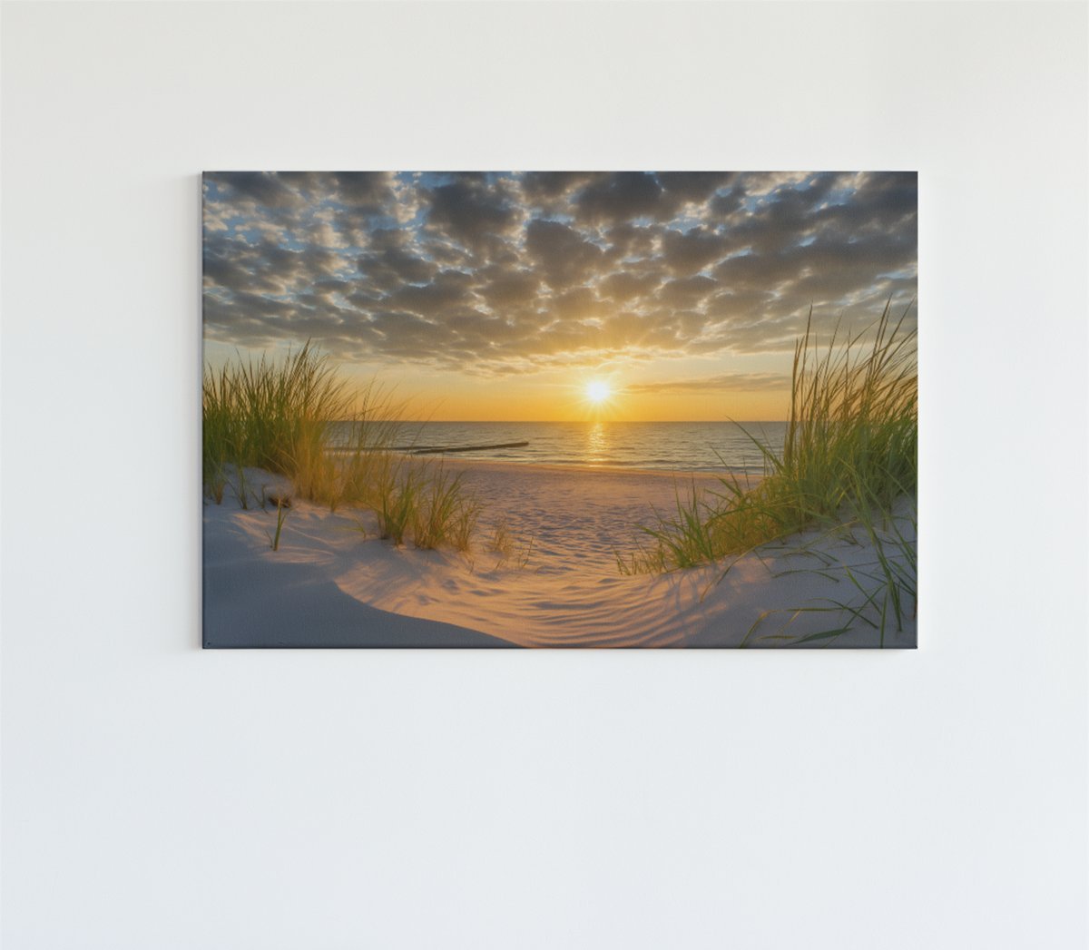 Strand bij Zonsondergang Canvas Schilderij