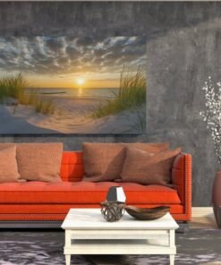 ALIVA 1518 strand bij zonsondergang canvas schilderij c
