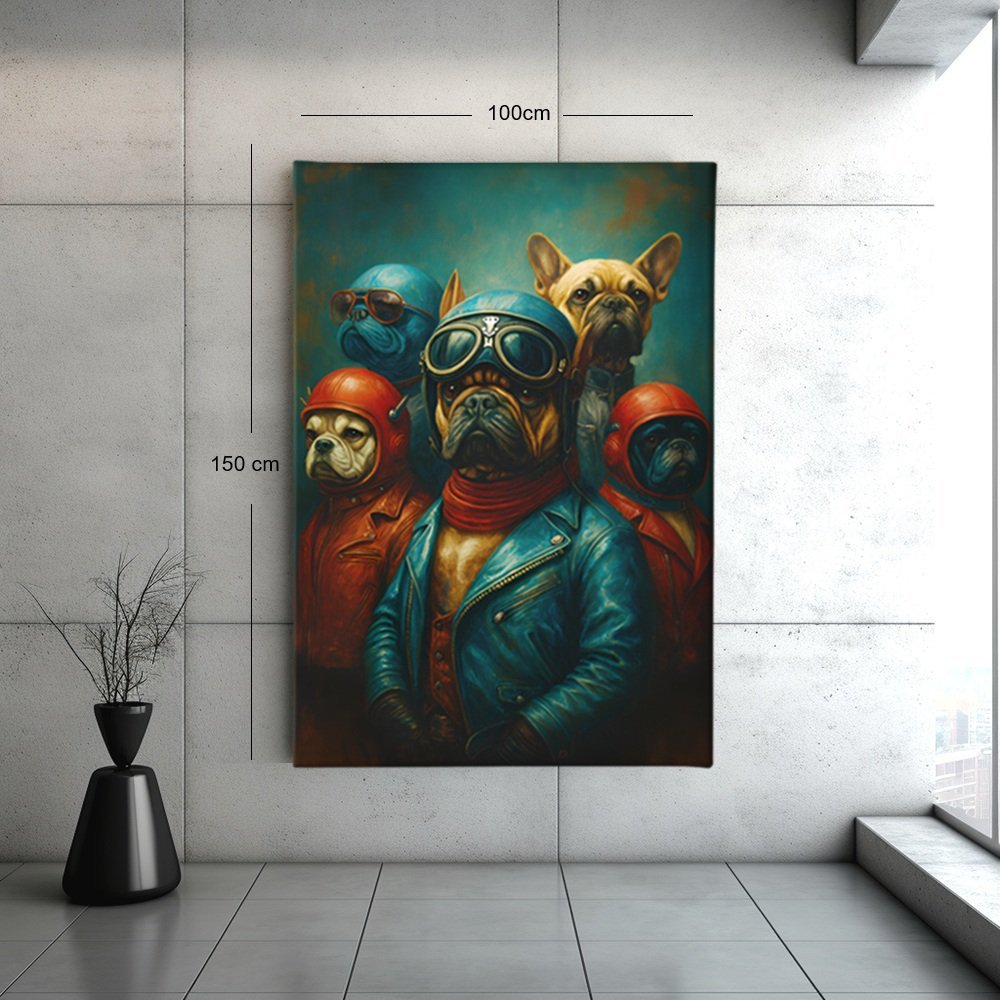 Canvas Schilderij Stoere Honden Biker Gang
