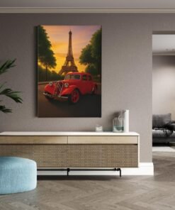 ALIVA 1520 rode oldtimer bij eiffeltoren canvas schilderij a