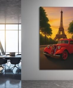 ALIVA 1520 rode oldtimer bij eiffeltoren canvas schilderij b