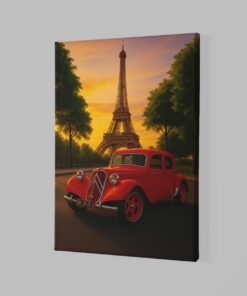 ALIVA 1520 rode oldtimer bij eiffeltoren canvas schilderij d
