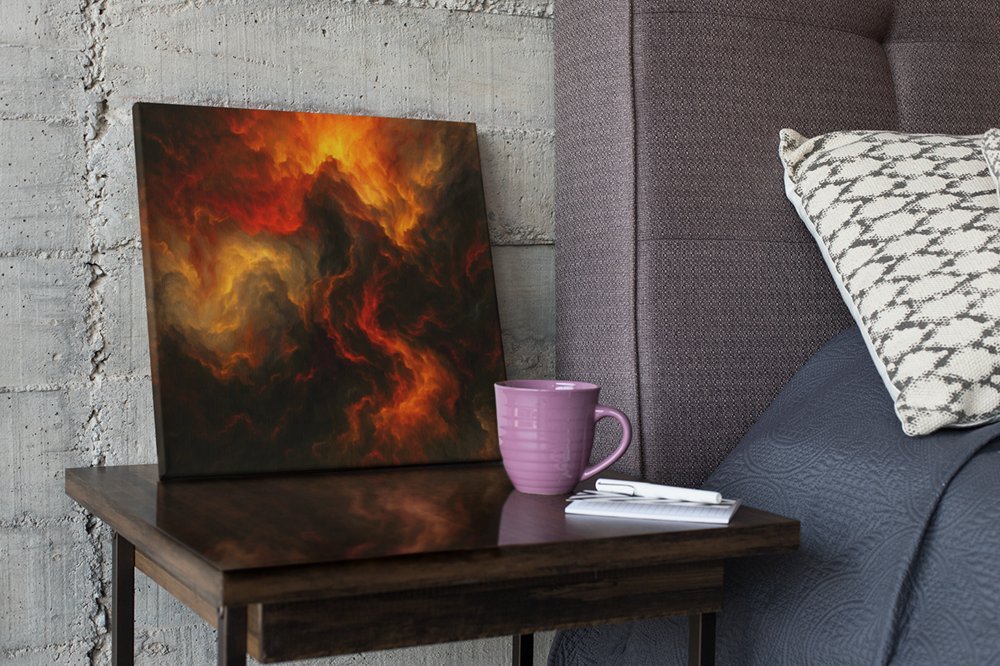 Lava Storm Vierkant Canvas Schilderij - Afbeelding 3