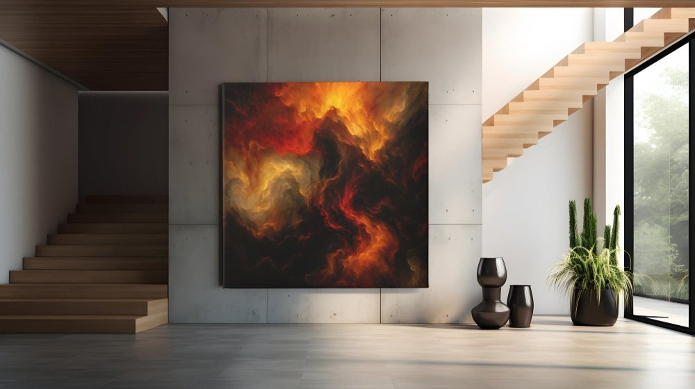 Lava Storm Vierkant Canvas Schilderij - Afbeelding 6