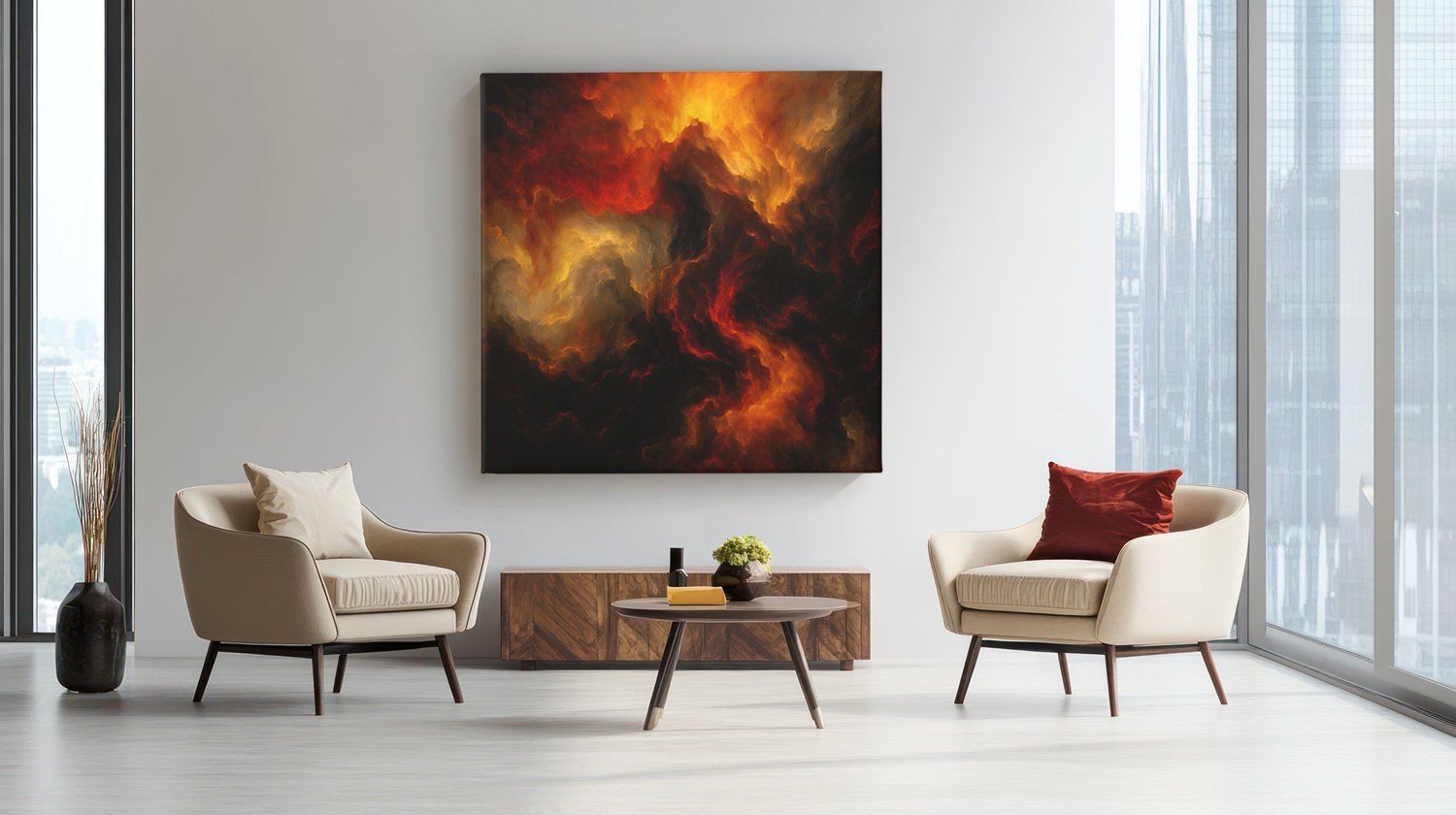 Lava Storm Vierkant Canvas Schilderij - Afbeelding 5