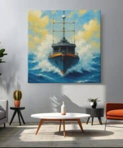 OEFE 1309 vierkant canvas schilderij stoere zeeschip c