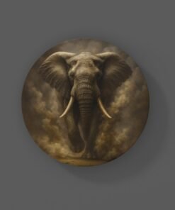Alternative view of Olifant in de Stroom Muurcirkel print op Dibond