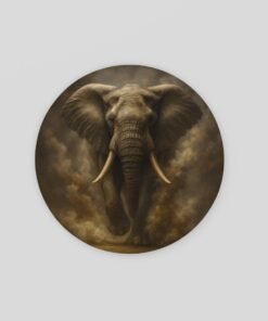 Olifant in de Stroom Muurcirkel print op Dibond