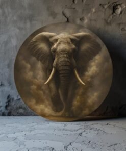 SOLIVA 1090 olifant in de strom muurcirkel op dibond c