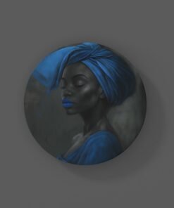 Alternative view of Vrouw in Blauw Muurcirkel op Dibond