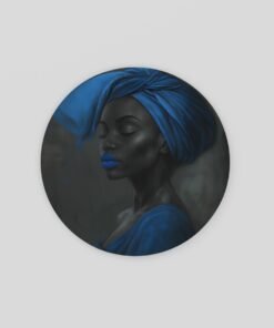 Vrouw in Blauw Muurcirkel op Dibond