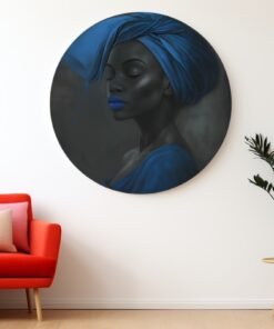 SOLIVA 1096 vrouw in blauw muurcirkel op dibond b