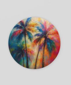 Kleurrijke Palmbomen Rond Schilderij