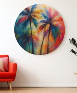 SOLIVA 1111 kleurrijke palmbomen rond schilderij b