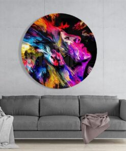 Kleurrijke Rond Glasschilderij Abstract Vrouw