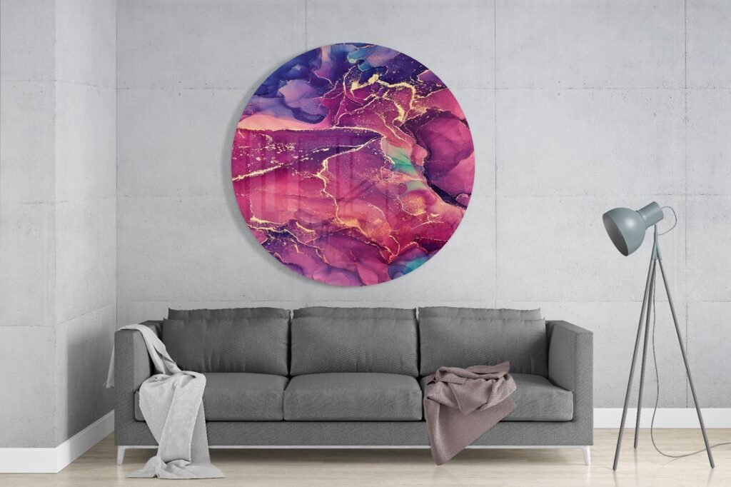 Rond Schilderij Roze Marmer Effect