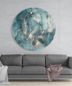 rond-schilderij-abstract-schilderij-marmer-groen
