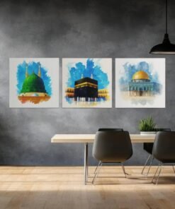 canvas schilderij islamitische steden mekka medina en al aqsa d