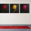 OLIVA 1041 drieluik canvas schilderij tulpen in kleur moderne bloemendecoratie