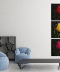 Alternative view of Drieluik Schilderij Tulpen  Kleurrijke Bloemen