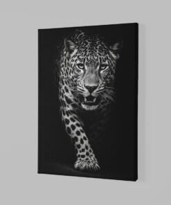 ALIVA 1525 luipaard in zwart wit canvas schilderij a