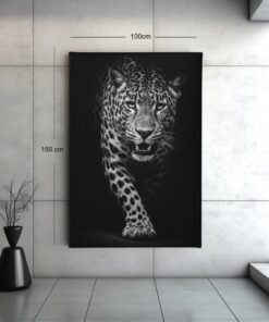 ALIVA 1525 luipaard in zwart wit canvas schilderij d