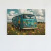 ALIVA 1526 retro bloemenbus op veld canvas schilderij