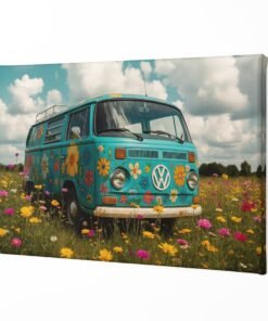 ALIVA 1526 retro bloemenbus op veld canvas schilderij a