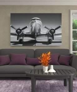 ALIVA 1528 vliegtuig op landingsbaan canvas schilderij b