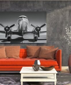 ALIVA 1528 vliegtuig op landingsbaan canvas schilderij c