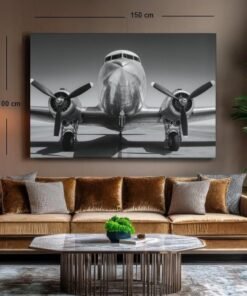vliegtuig-op-landingsbaan-canvas-schilderij-d