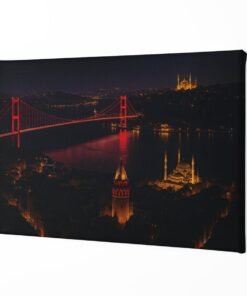 Alternative view of Istanbul Nacht Brug Canvas Schilderij