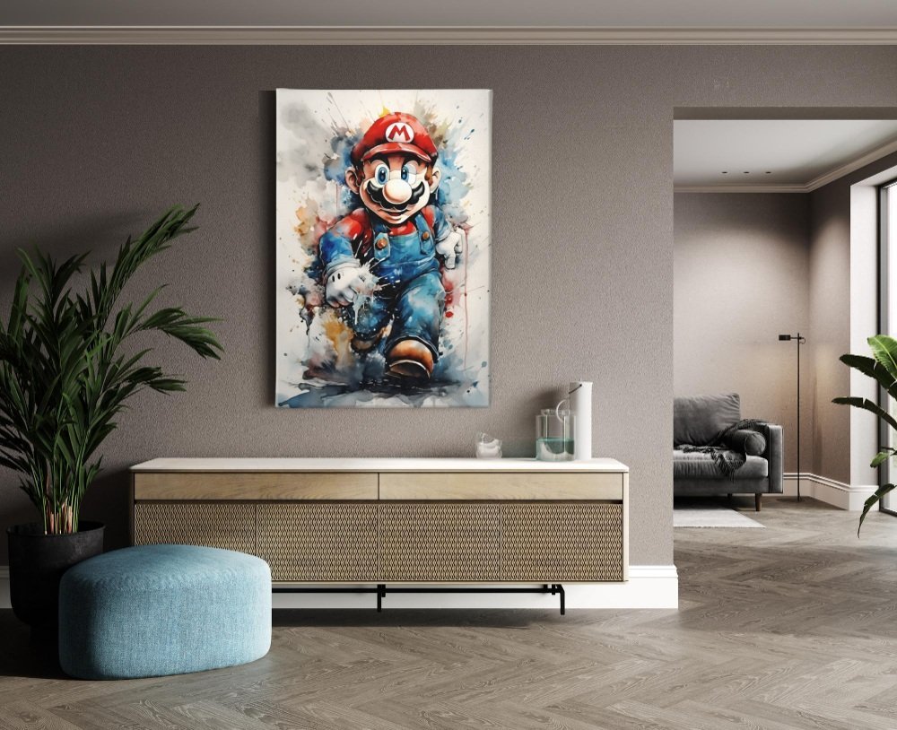 Retro Spel Held Graffiti Canvas Schilderij - Afbeelding 4