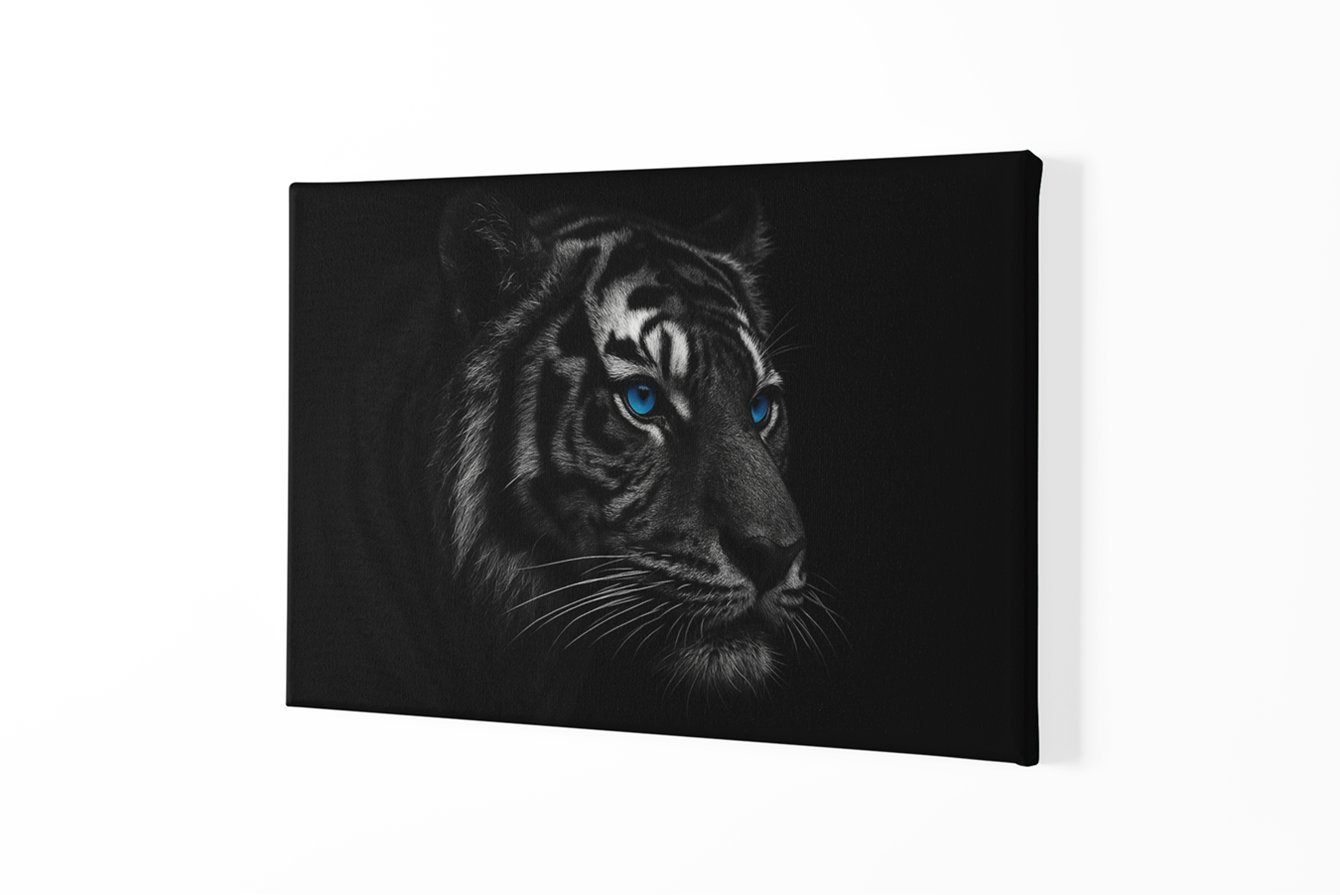 Tijger met Blauwe Ogen Canvas Schilderij - Afbeelding 2