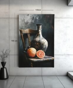 ALIVA 1540 stilleven met vaas en fruit canvas schilderij d