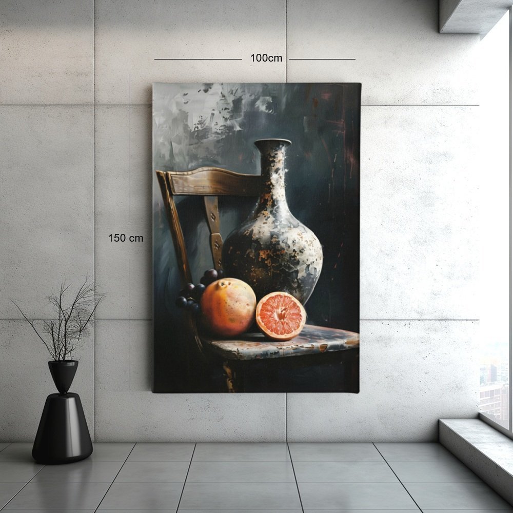 Vaas en Fruit Canvas Schilderij - Afbeelding 6