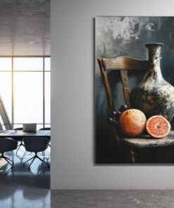 ALIVA 1540 stilleven met vaas en fruit canvas schilderij e